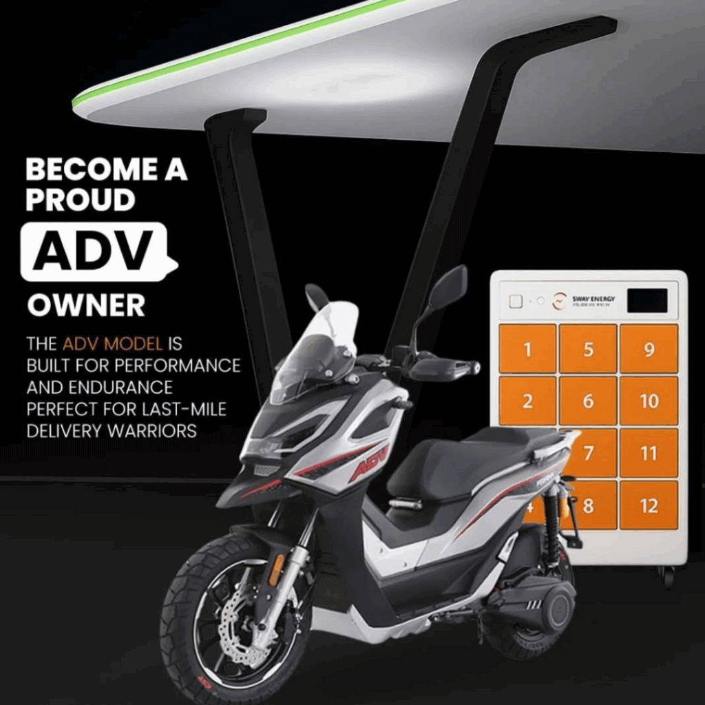 Perfect for local delivery and traffic, Adv battery provides balanced performance, comfort and control with swapping compatibility.